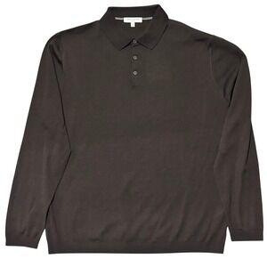 Jack Victor Long Sleeve Polo Wool Blend Shirt Dark Brown Mens XXL
